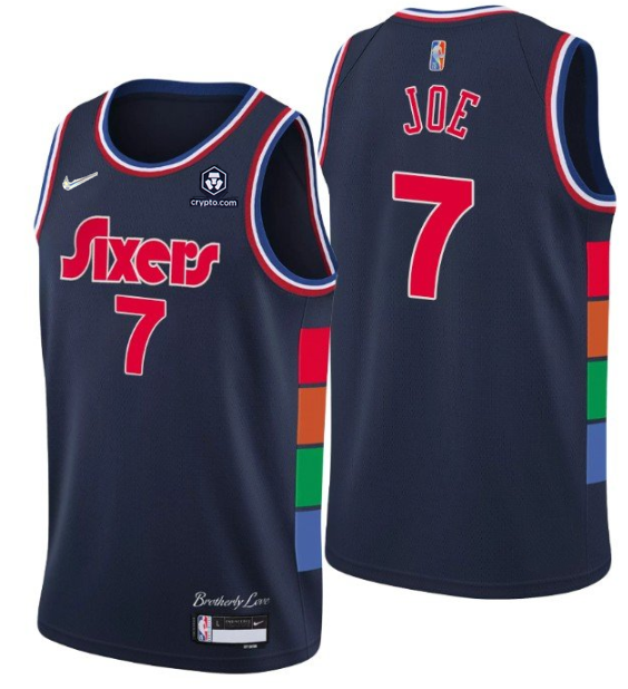 Men's Philadelphia 76ers #7 Isaiah Joe Navy Icon Edition 75th Anniversary Stitched Swingman Jersey Men's Philadelphia 76ers #7 Isaiah Joe Navy Icon Edition 75th Anniversary Stitched Swingman Jersey